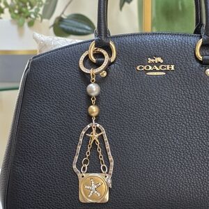 Silver and Gold Bag Charm with Beach Theme and Starfish Charm